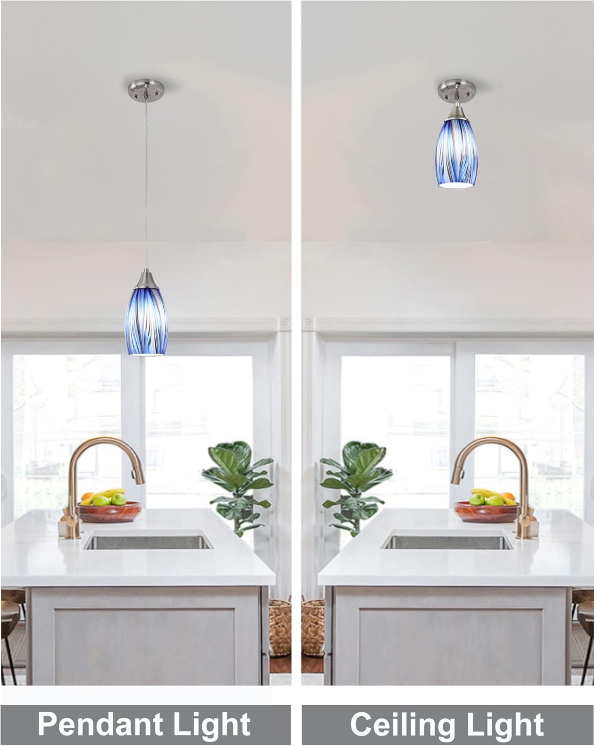 Hand-blown glass shades with unique character